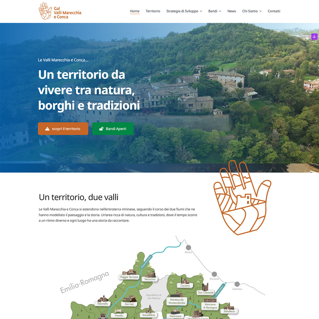 Nuovo sito del GAL Valli Marecchia e Conca con anteprima homepage del portale