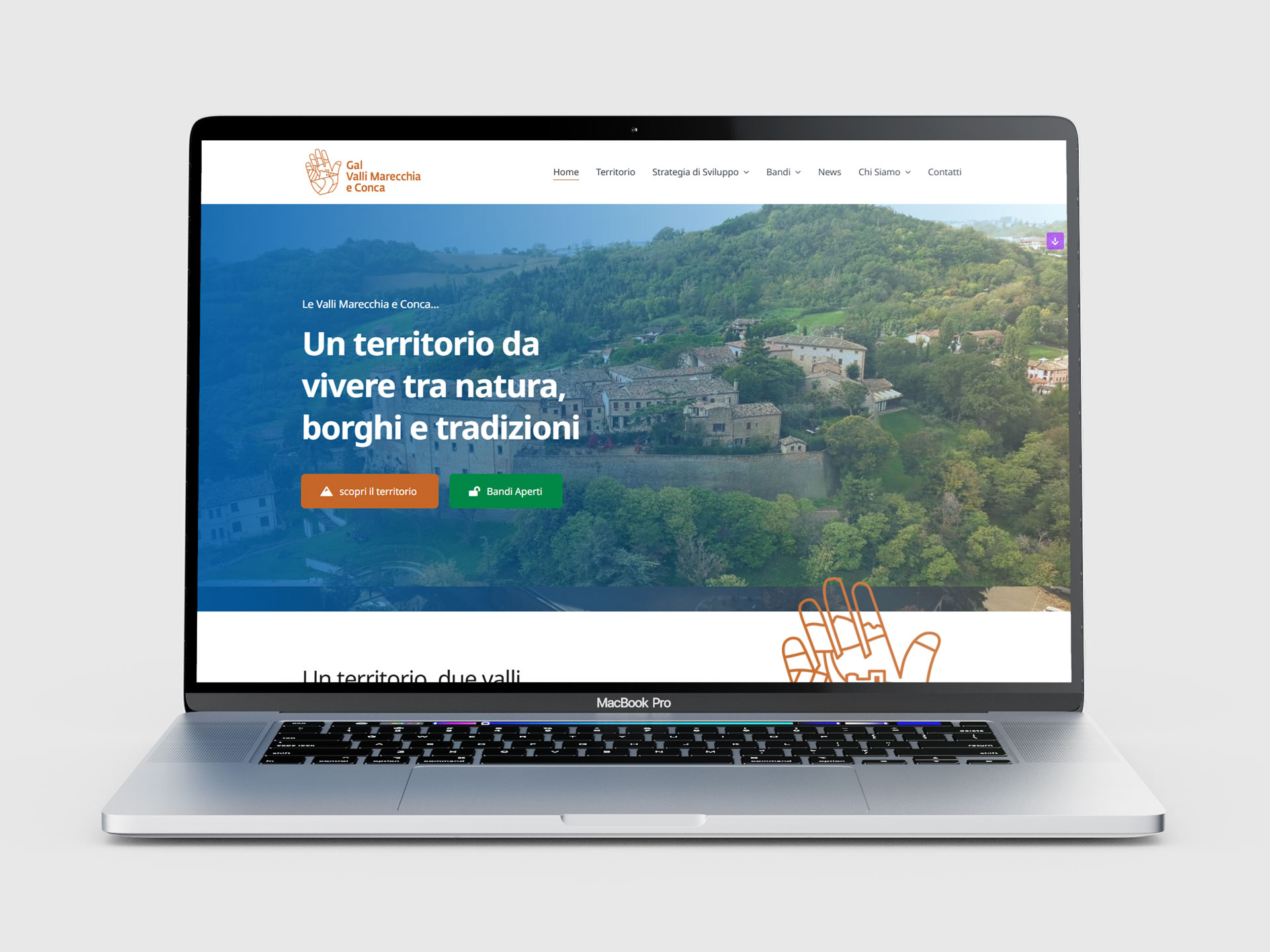 È online il nuovo sito del GAL Nuovo sito internet del GAL Valli Marecchia e Conca visual desktop e mobile